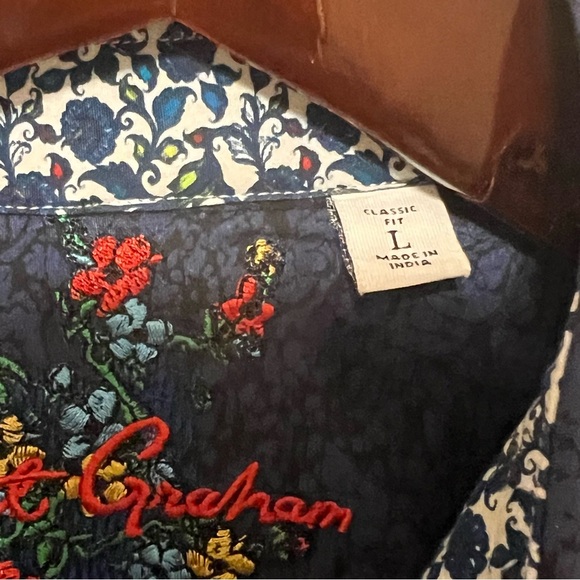 Robert Graham Men’s buttondown Shirt, Navy blue and black, size L - Picture 3 of 13